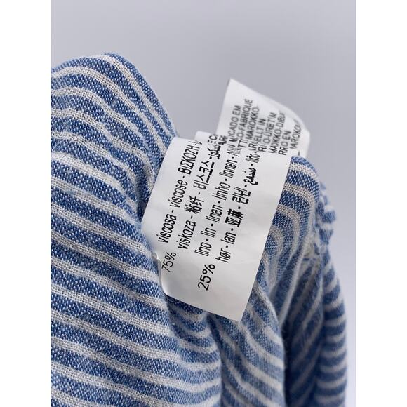 ZARA Women's Blue-White Striped Relaxed Fit Straight Leg Wide-Cuff Pant SZ M - Picture 10 of 10